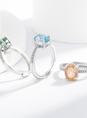 欧美跨境爆闪彩宝冰花切镀真金鸽子蛋戒指直播热销冰花切指环