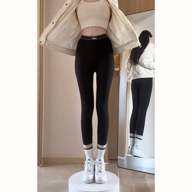 鲨鱼裤女高腰收腹显瘦紧身瑜伽裤外穿黑色打底裤 - 图2