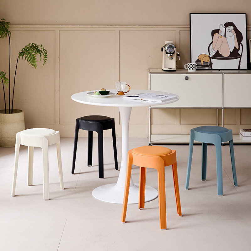 塑料凳子加厚家用大座面可叠放餐桌板凳高圆凳客人备用软包风车凳,淘宝优惠券,粉丝福利购,淘宝优惠卷