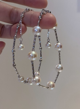 不掉色纯银满天星akoya珍珠手链