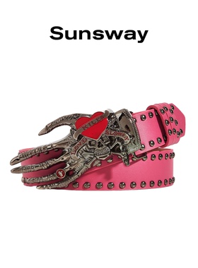 SUNSWAY嘻哈风金属抓心骷髅腰带