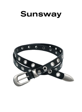 SUNSWAY真皮免打孔金属扣皮带