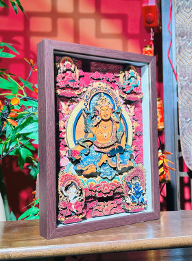 唐卡五路财神装饰画非遗剪纸工艺品乔迁新居开业礼物客厅玄关壁画