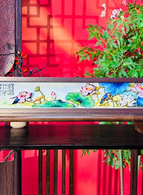 荷风翠影桌面摆件茶室摆台画非遗剪纸艺术品办公室客厅装饰画送礼