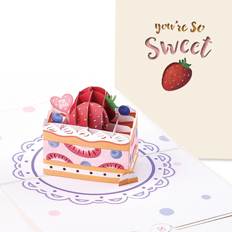 高端韩国立体贺卡创意ins风折叠手写祝福3D立体可爱生日蛋糕卡片 - 图0