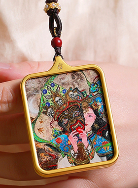 前世今生手绘唐卡吊坠男女佛像