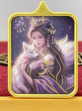 九尾狐手绘唐卡吊坠男女佛像挂件