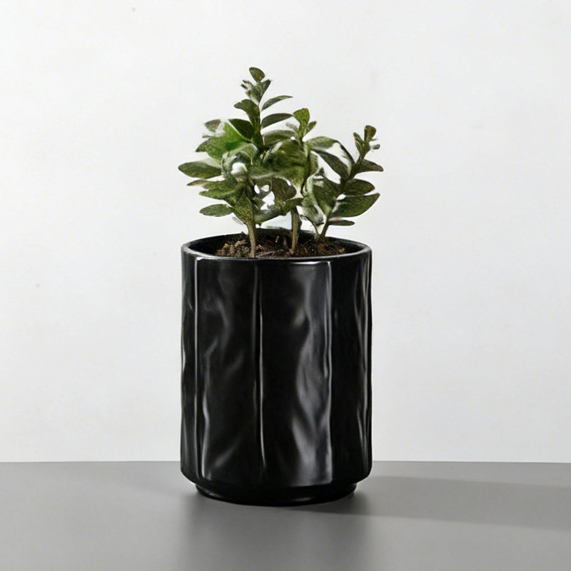 现代简约白色竖纹陶瓷花盆仿真绿植套装客厅桌面装饰摆件,淘宝优惠券,粉丝福利购,淘宝优惠卷