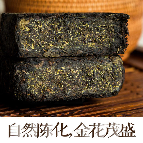 秦御茯茶泾阳茯茶金花茯砖茶黑茶陕西特产伏茶丝路印象500g礼盒装 - 图1