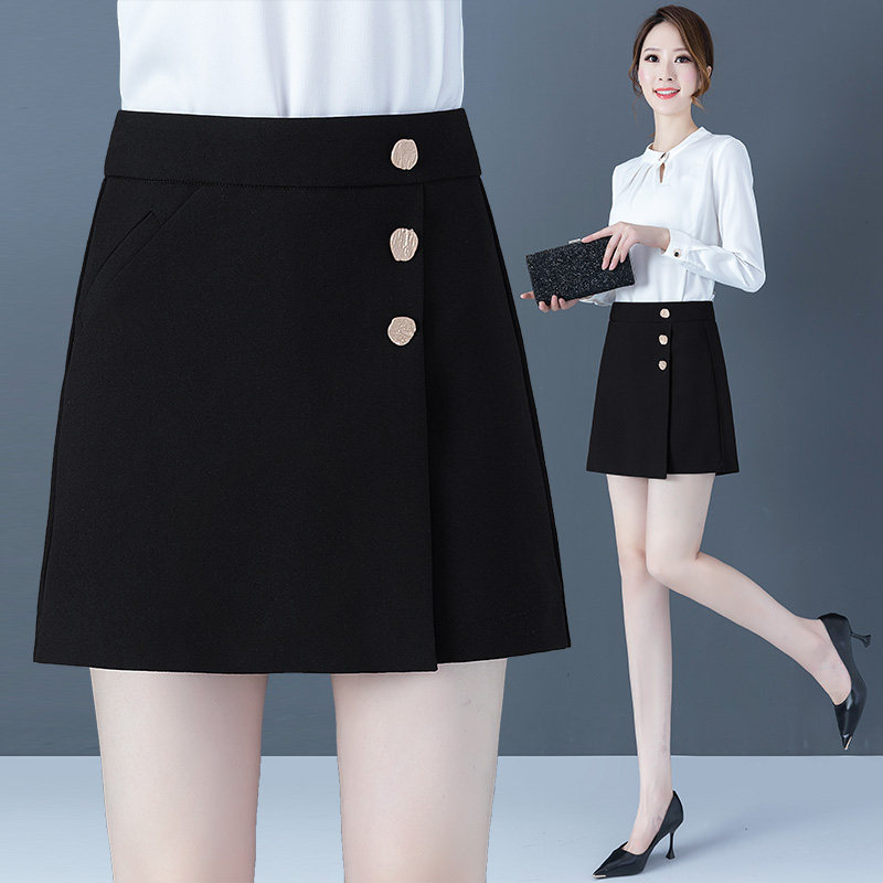 单排扣裙裤高腰显瘦2020年前半身裙 寂寞玫瑰半身裙