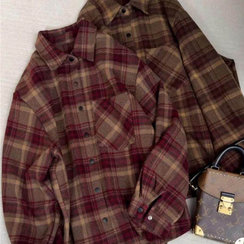 高级感磨毛格子衬衫加厚外套女2025秋新款超好看休闲欧货衬衣上衣