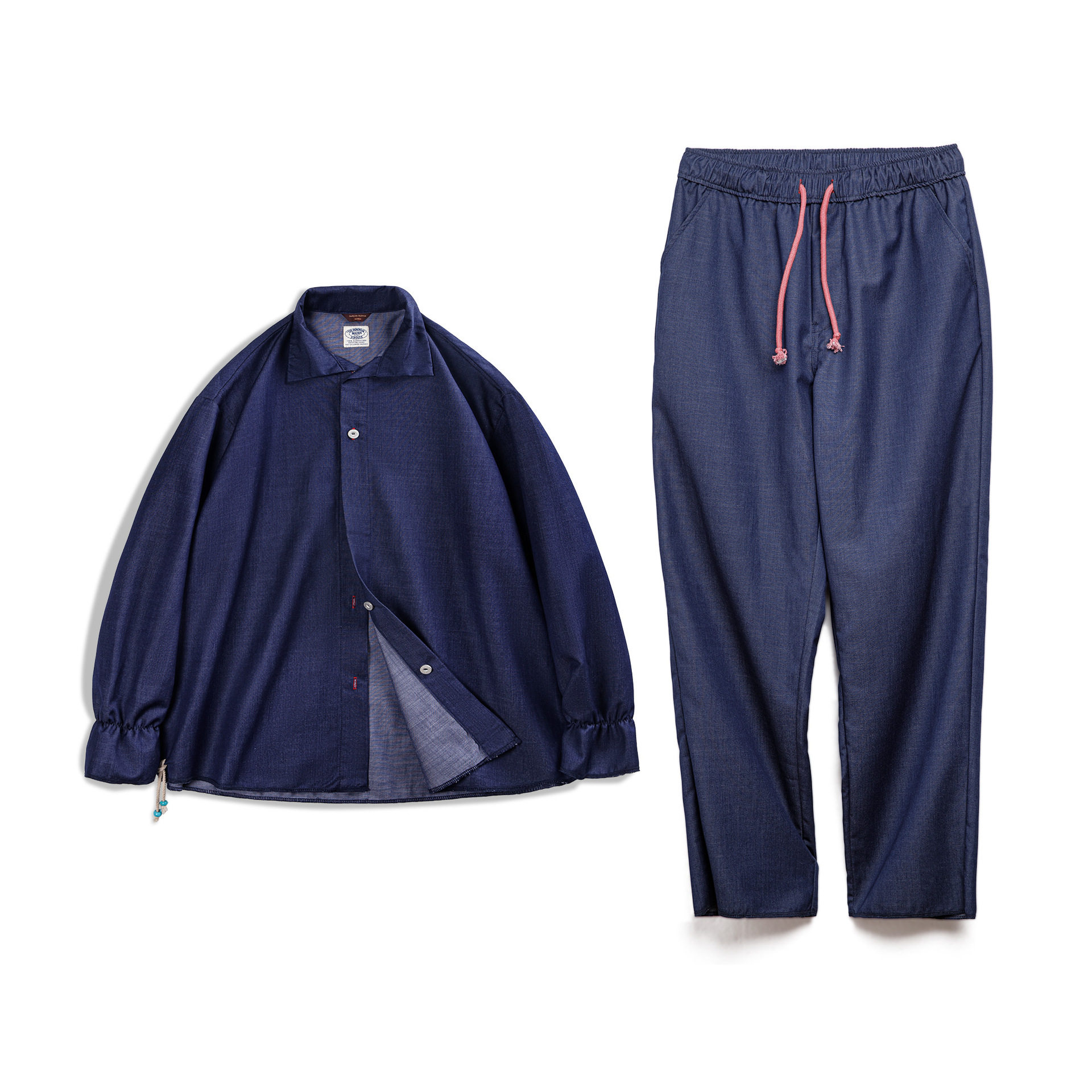 春季透气仿天丝牛仔衬衫丹宁宽松长袖衬衣男套装短裤休闲直筒裤子,淘宝优惠券,粉丝福利购,淘宝优惠卷