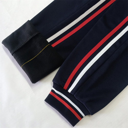 春秋高中小学生校服裤子藏青色白红杠束腿收口小脚裤冬季加绒保暖 - 图2