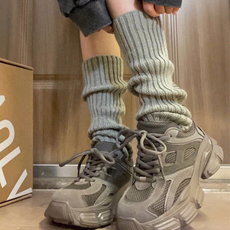 灰色袜套女秋冬保暖中筒堆堆袜乐福鞋jk袜腿套y2k辣妹针织长筒袜,淘宝优惠券,粉丝福利购,淘宝优惠卷