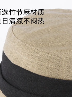 亚麻织带小头女帽童帽