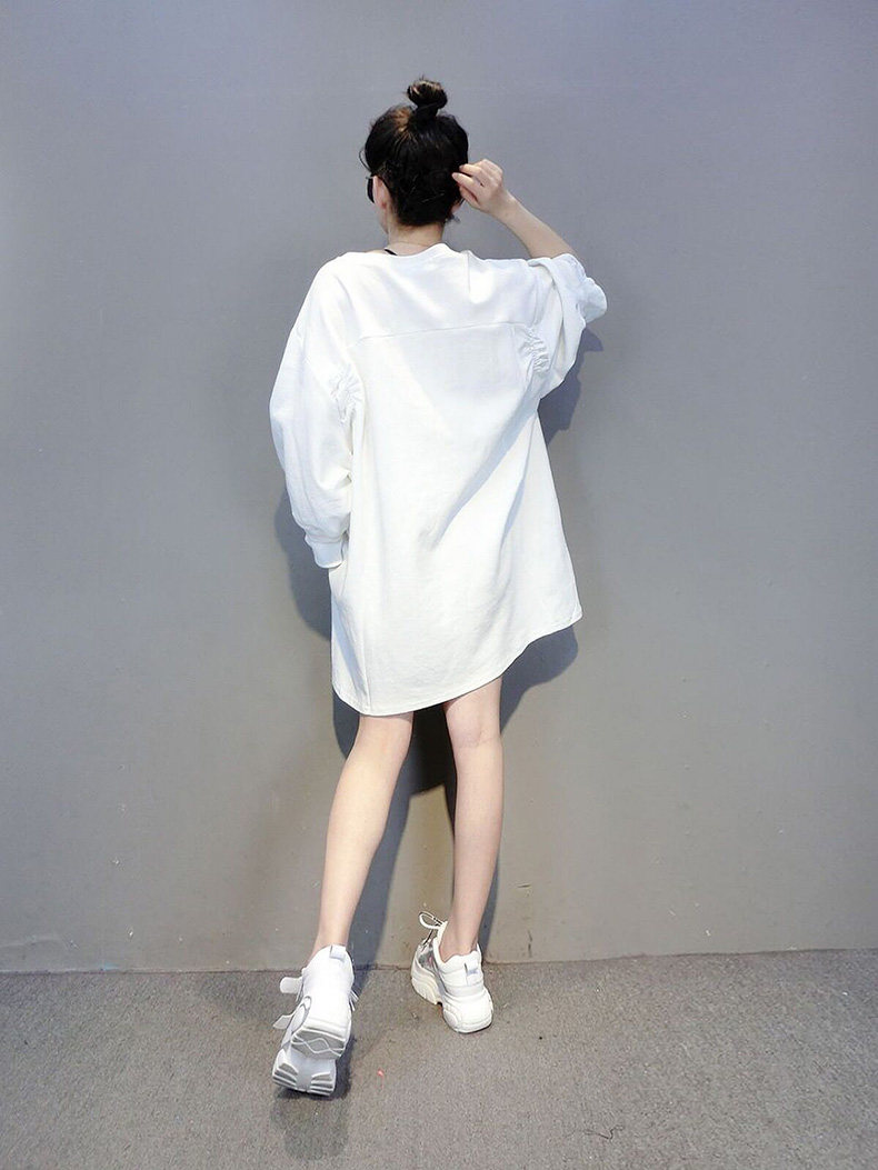 欧洲站秋装2020新款时尚港风卫衣裙 花阅连衣裙