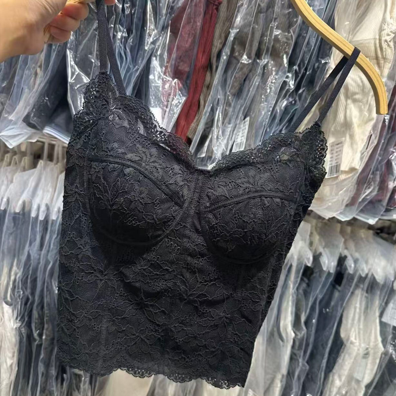 6100秋冬新款性感法式蕾丝吊带女马甲线磨毛带胸垫固定杯洋气背心,淘宝优惠券,粉丝福利购,淘宝优惠卷