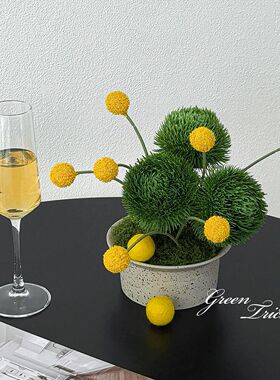 田园风仿真植物盆栽家居装饰造景仿真花假花摆设绿松球绿毛球花艺