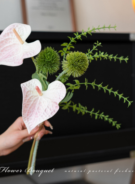 心形红掌草球仿真花束装饰摆件