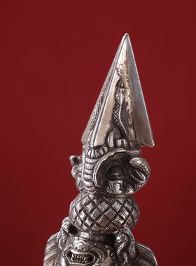 藏式大黑天普巴金刚杵彩色降魔纯铜手工橛复古民族风饰品家用摆件