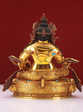 藏式黄财神宝像纯铜电镀客厅精工佛台吉祥供奉摆件佛像家用7/10寸