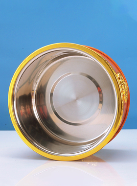 藏式民族风合金糌粑盒八吉祥金色果盘收纳罐圆罐款家用摆件酸奶