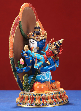 藏式纯铜西藏密集金刚加厚佛像家用供奉摆件精品全身彩绘雕像装物