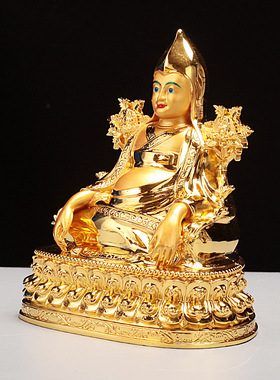 藏式笃布巴佛像合金彩绘佛台家居台湾吉祥供奉摆件金色可装藏根钦