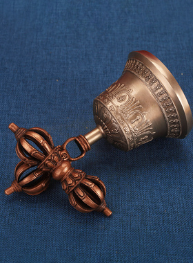 纯铜金刚铃尼泊尔手工铃杵响铜家用随身乐器藏铃八吉祥音普巴摆件