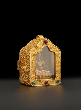 藏式纯铜佛龛嘎乌盒吊坠搭配小佛像迷你随身挂件平安复古盒子项链