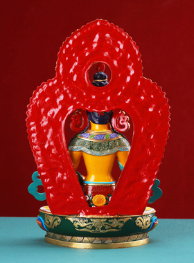 藏式纯铜七寸地藏王佛像家用供奉摆件精品全身彩绘1尺铜像可装物