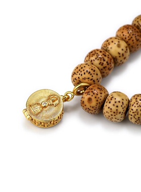 S925藏式纯银嘎乌盒吊坠镀金镶石铃杵珠串星月菩提配饰挂件饰品