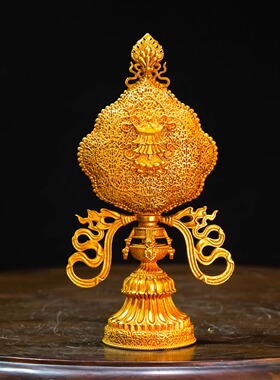 藏式纯铜八吉祥摆件家用供奉五寸吉祥八宝七寸飘带鎏金工艺套装