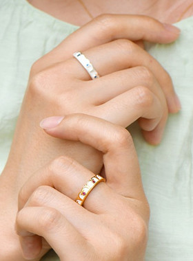 藏式纯银戒指度母莲花复古纯银尾戒指女小众设计镀金镶红刚玉对戒