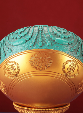 八吉祥树脂释迦牟尼钵浮雕花钵碗藏式用品佛钵菩萨摆件静心水果钵