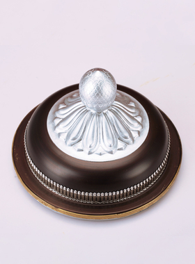 藏式八吉祥合金糌粑盒款雕刻红银双色果盘收纳罐直筒罐家用摆件