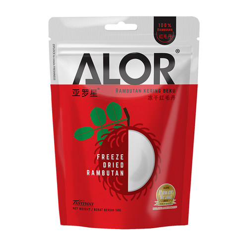 亚罗星ALOR马来西亚进口冻干水果果干零食冻干香脆红毛丹50g/袋 - 图0
