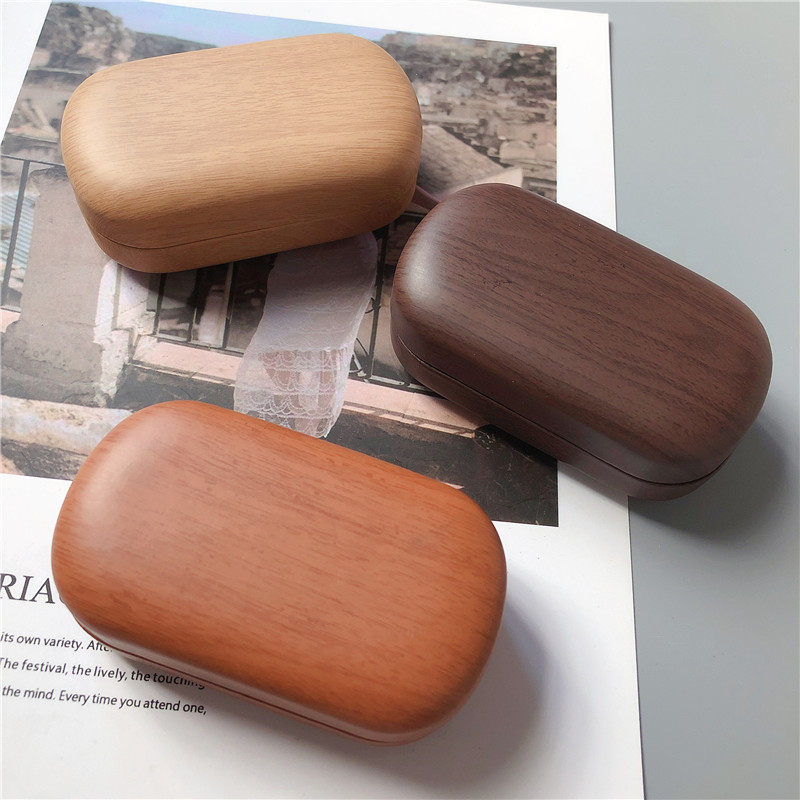 时尚木纹木色隐形眼镜盒ins简约便携美瞳盒子近视镜收纳盒双联盒,淘宝优惠券,粉丝福利购,淘宝优惠卷