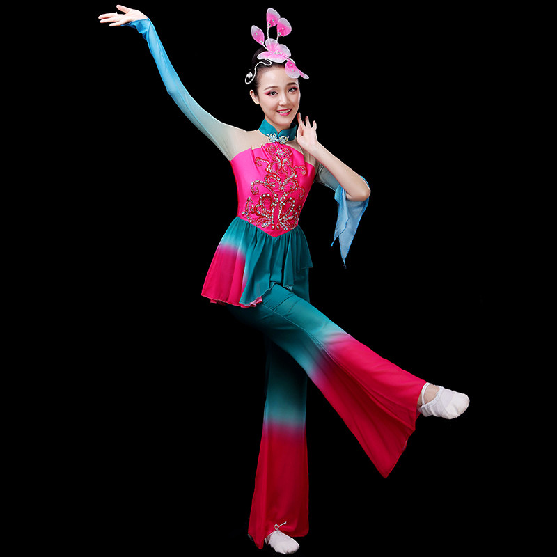 2020新款夏中老年女伞舞现代秧歌服 花舞悦民族服装/舞台装