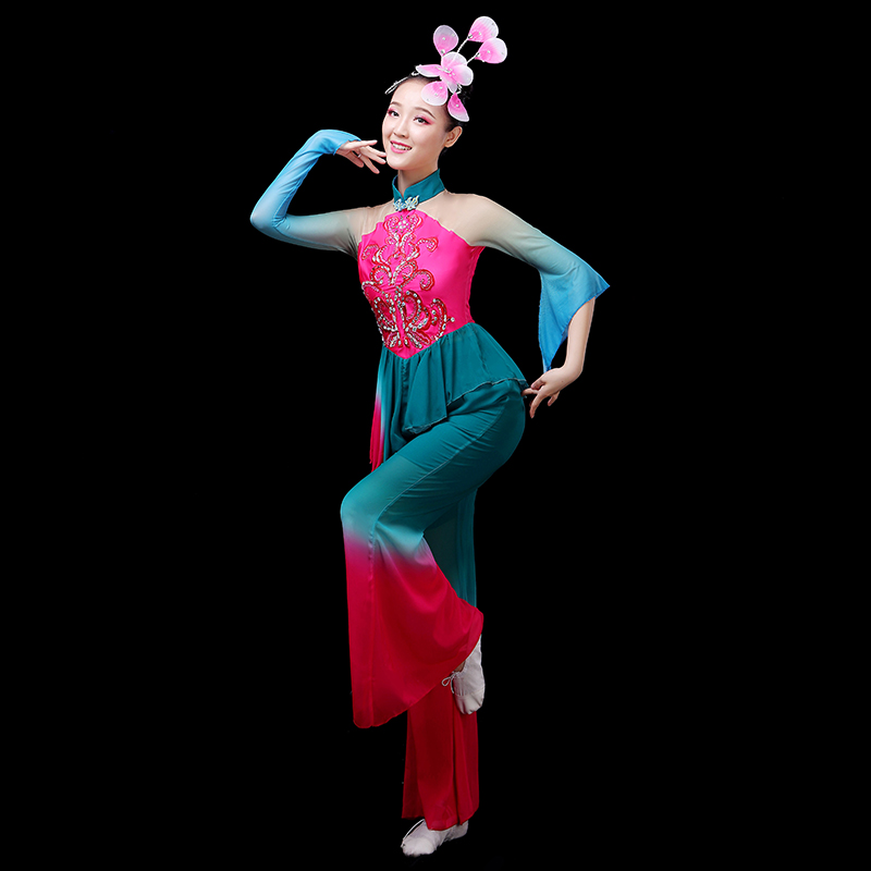 2020新款夏中老年女伞舞现代秧歌服 花舞悦民族服装/舞台装