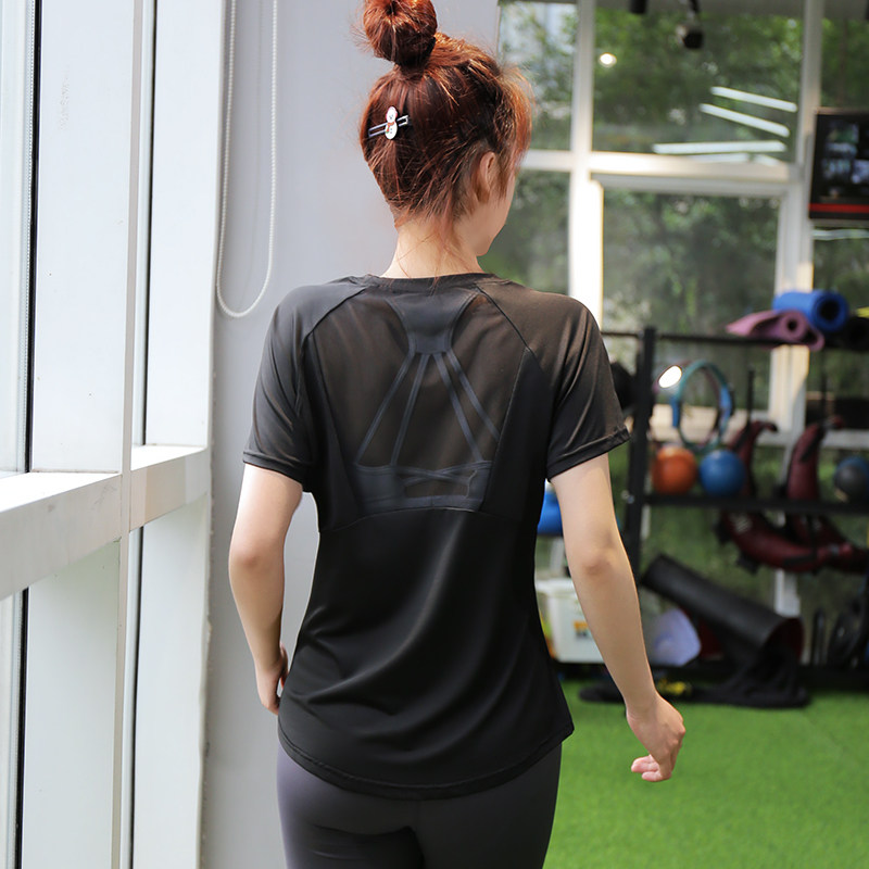健身衣速干T恤女宽松运动短袖上衣夏薄款网纱美背透气跑步瑜伽服,淘宝优惠券,粉丝福利购,淘宝优惠卷