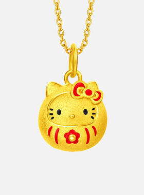 黄铜镀金KT猫吊坠越南沙金福猫项