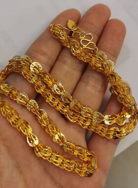 越南沙金车花凤尾项链黄铜镀金时