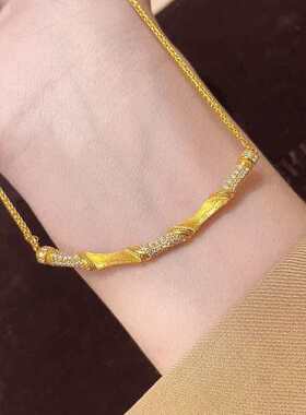 金店同款沙金微笑竹节项链镶钻轻