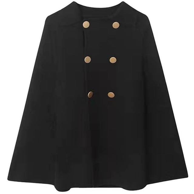 Loose mid-length tweed cape with versatile Hepburn style