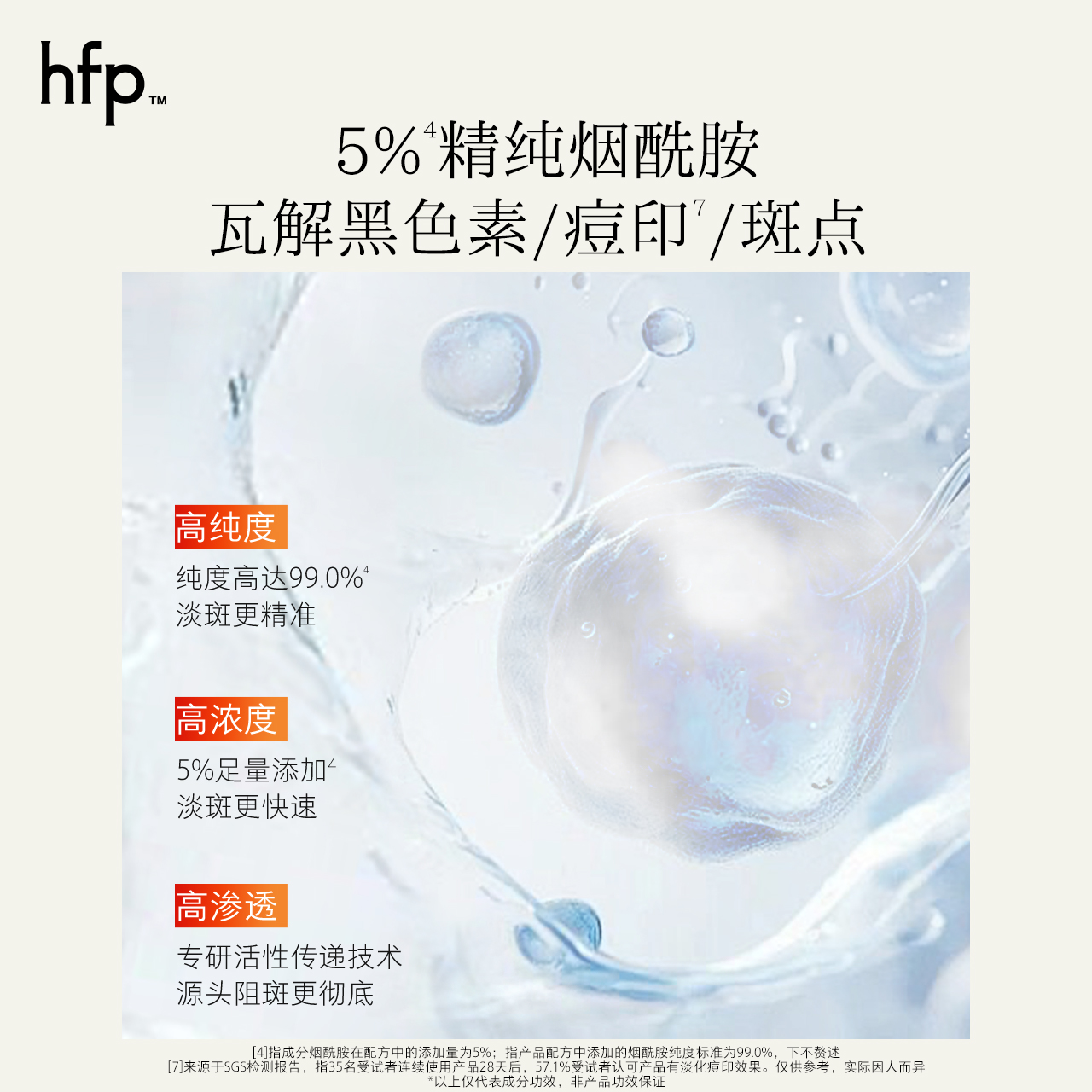 hfp烟酰胺美白精华液原液改善暗黄淡化痘印小白瓶提亮面部男女 - 图1