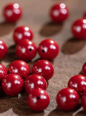 天然原矿朱砂散珠紫金砂圆珠手链