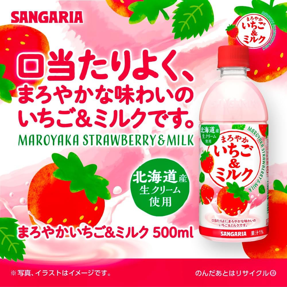 日本进口SANGARIA三佳利三佳丽桑格利亚布丁牛奶味饮料瓶装500ml - 图0