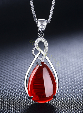 红宝石纯银祖母绿吊坠女友项链