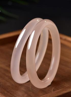 2026玉镯女藕粉东海水晶玛瑙玉髓翡翠玉石手链串和田玉镯子阿富汗